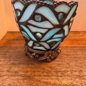 PartyLite Blue and Black Mosaic Candle Holder